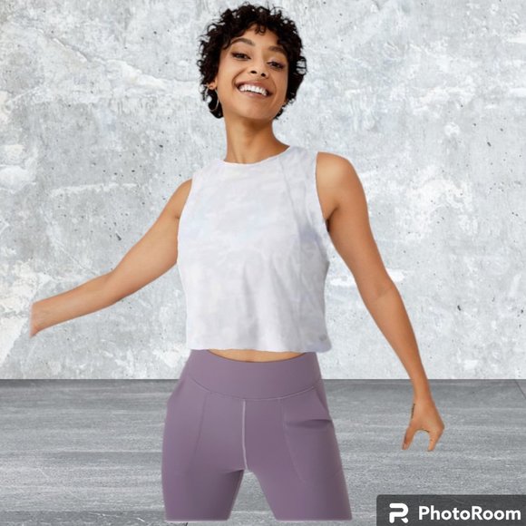 lululemon athletica Tops - Cute Lululemon Cropped Sculpt Tank Incognito Camo Alpine White Multi